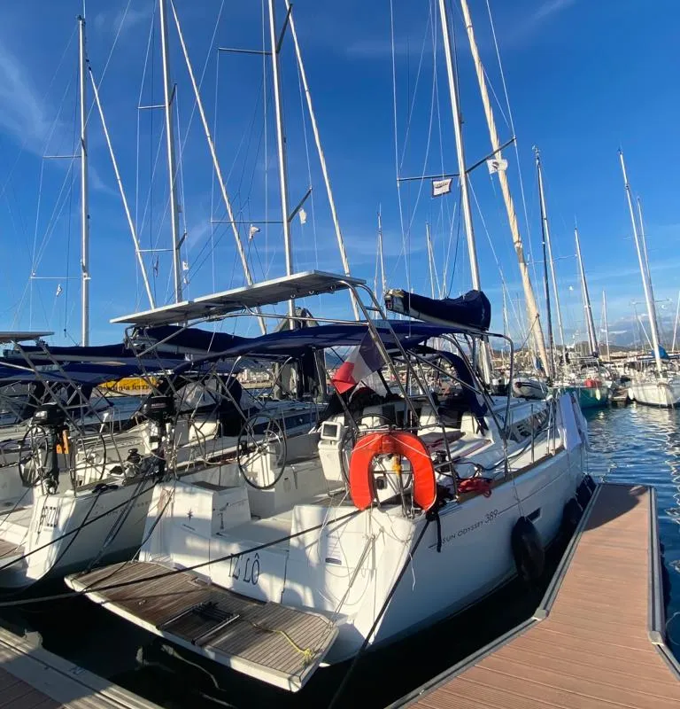 Iz’lo, a Jeanneau Sun Odyssey 389 sailboat at Ajaccio, France