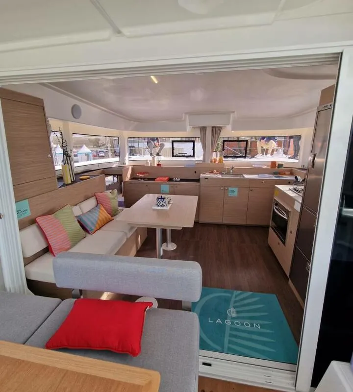 Salon of Doudou, a Lagoon 38 catamaran at Pointe-à-Pitre, France