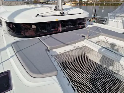 Deck of Doudou, a Lagoon 38 catamaran at Pointe-à-Pitre, France
