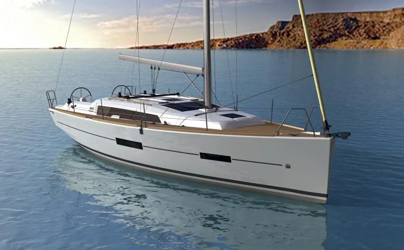 Exterior view of Medoc, a Dufour 382 GL sailboat at Seget Donji, Croatia