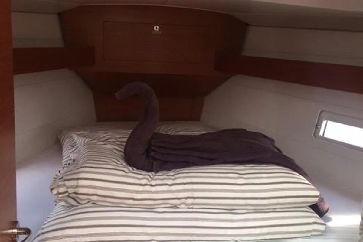 Cabin on Medoc, a Dufour 382 GL sailboat at Seget Donji, Croatia