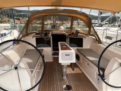 Cockpit of Medoc, a Dufour 382 GL sailboat at Seget Donji, Croatia
