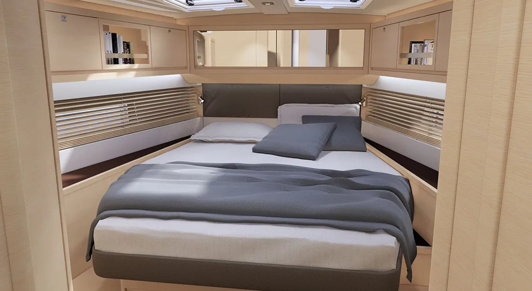 Cabin on AQUA AZZURRO, a Dufour 470 sailboat at Kos, Greece