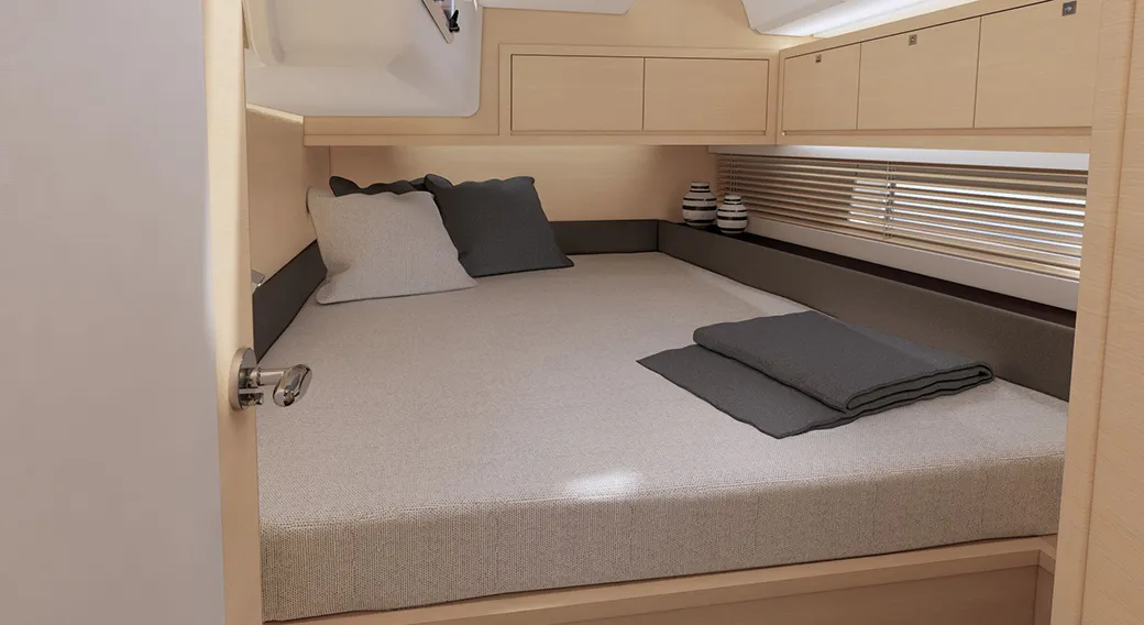 Cabin on AQUA AZZURRO, a Dufour 470 sailboat at Kos, Greece