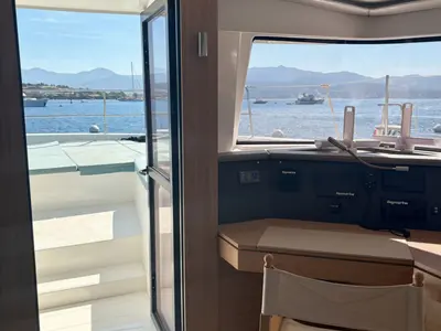 Cockpit of Oceanic 10, a Bali 4.6 - 4 cab. OW catamaran at Ajaccio, France
