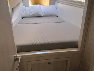 Cabin on Aquaholic, a Leopard 434 PC catamaran at Preveza, Greece