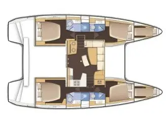 Floor plan of Ocean Star, a Lagoon 42 catamaran at Primošten, Croatia