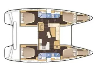 Floor plan of Ocean Star, a Lagoon 42 catamaran at Primošten, Croatia