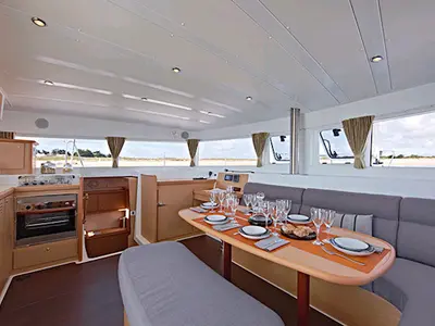 Salon of Ocean Star, a Lagoon 42 catamaran at Primošten, Croatia