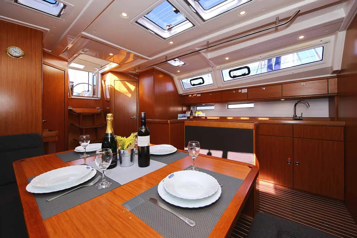Cabin on Viribus Unitis, a Bavaria Cruiser 46 sailboat at Grad Pula, Croatia