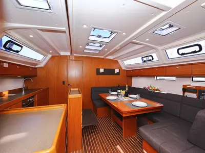 Galley of Viribus Unitis, a Bavaria Cruiser 46 sailboat at Grad Pula, Croatia