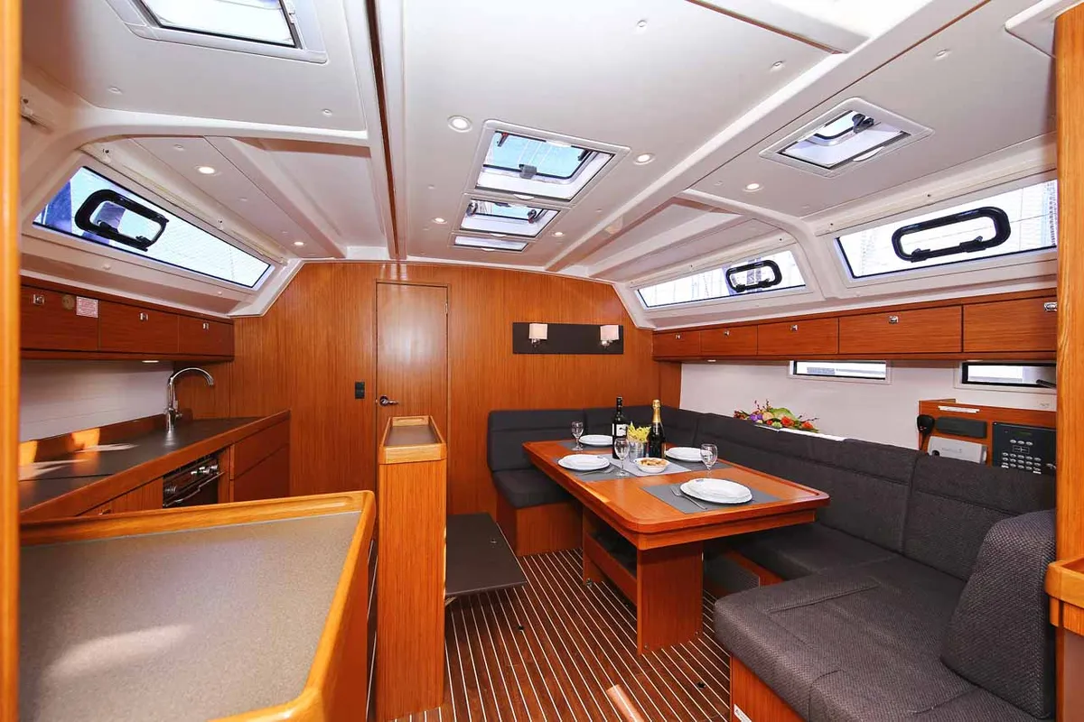 Galley of Viribus Unitis, a Bavaria Cruiser 46 sailboat at Grad Pula, Croatia