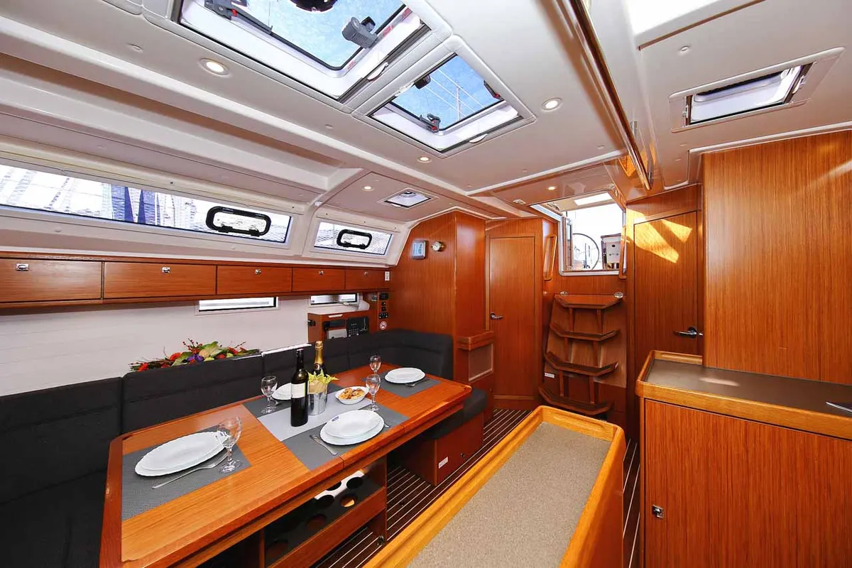 Salon of Viribus Unitis, a Bavaria Cruiser 46 sailboat at Grad Pula, Croatia