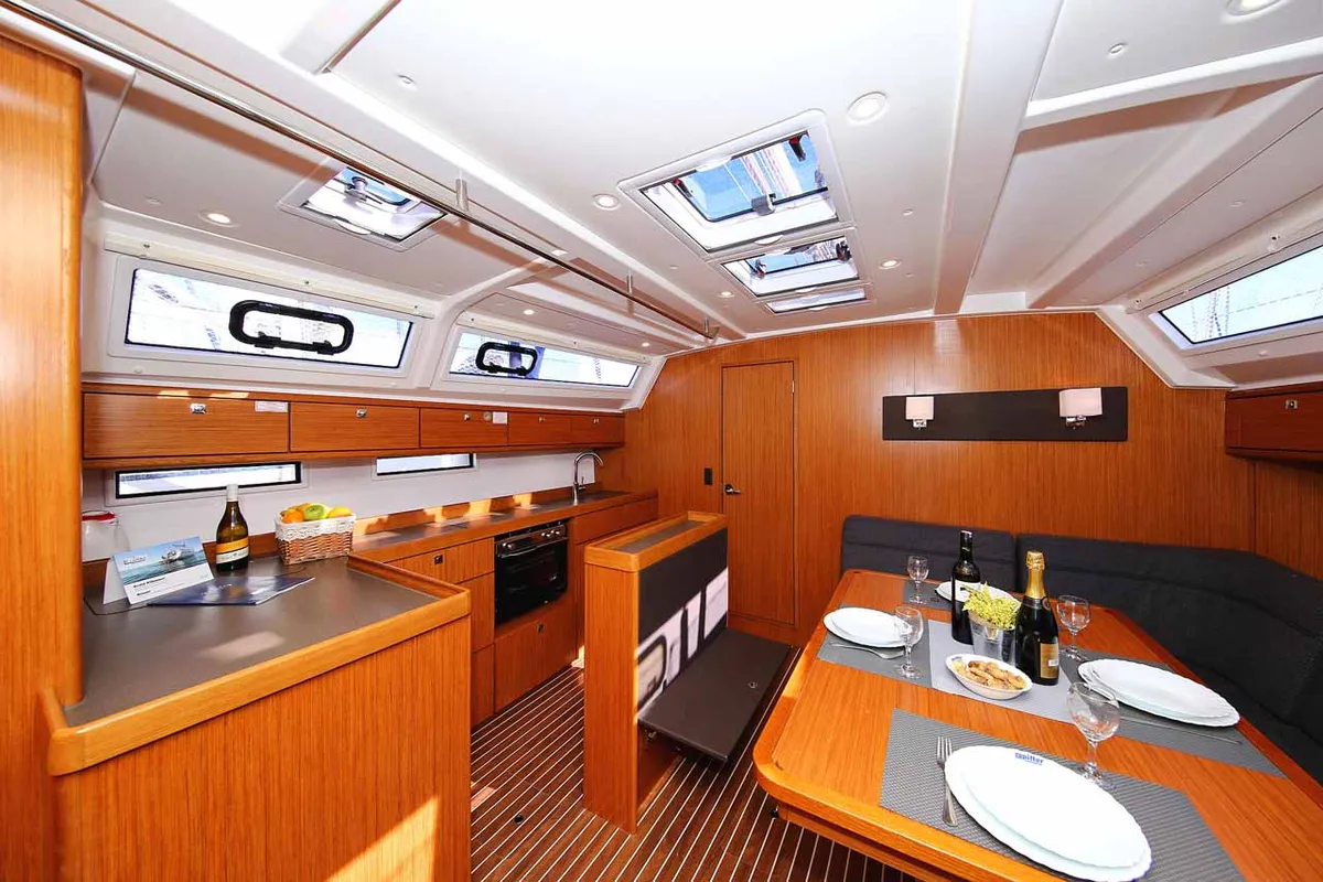 Salon of Viribus Unitis, a Bavaria Cruiser 46 sailboat at Grad Pula, Croatia