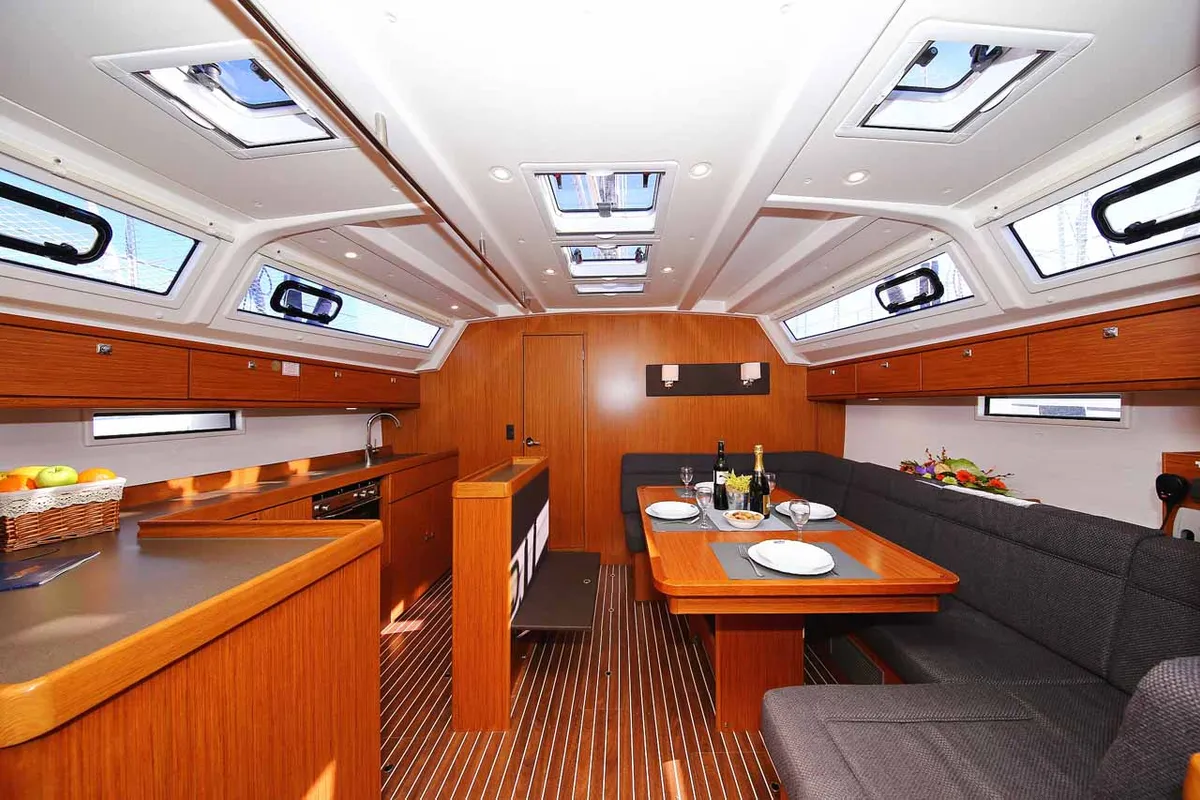 Salon of Viribus Unitis, a Bavaria Cruiser 46 sailboat at Grad Pula, Croatia