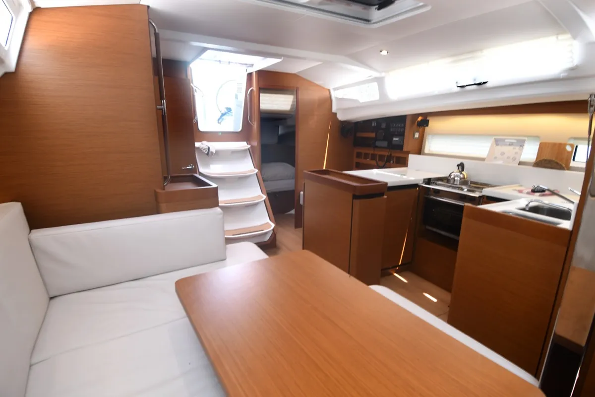 Salon of Signum Alfa, a Jeanneau Sun Odyssey 440 sailboat at Dubrovnik, Croatia