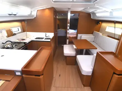 Salon of Signum Alfa, a Jeanneau Sun Odyssey 440 sailboat at Dubrovnik, Croatia