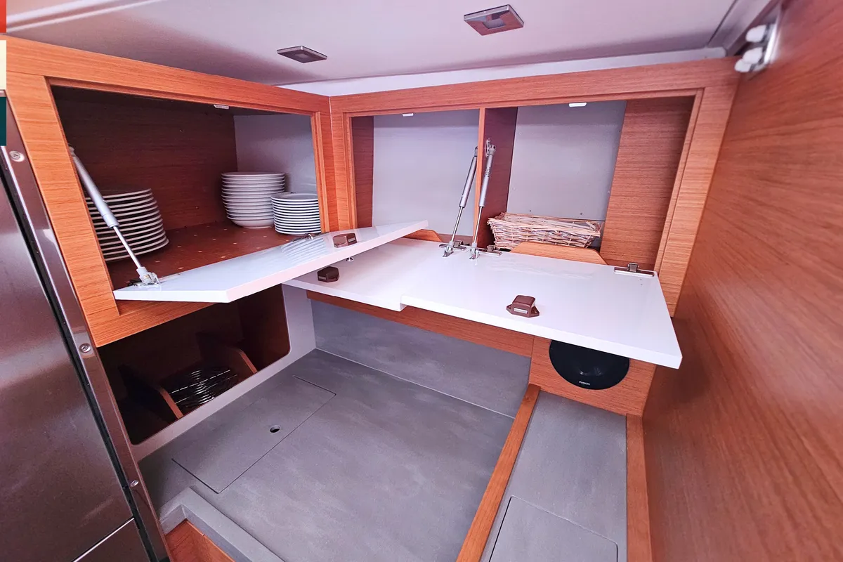Galley of Rondo, a Dufour 530 sailboat at Kaštela, Croatia