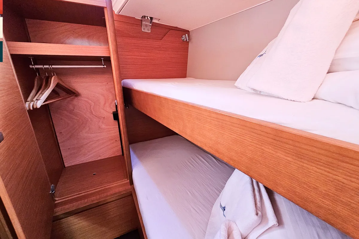 Cabin on Rondo, a Dufour 530 sailboat at Kaštela, Croatia