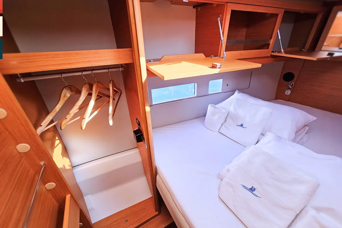 Cabin on Rondo, a Dufour 530 sailboat at Kaštela, Croatia