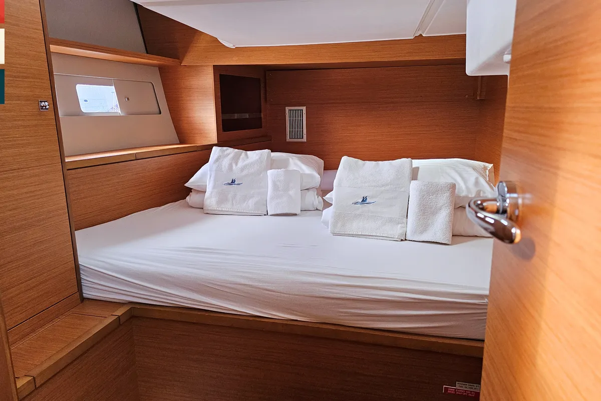 Cabin on Rondo, a Dufour 530 sailboat at Kaštela, Croatia