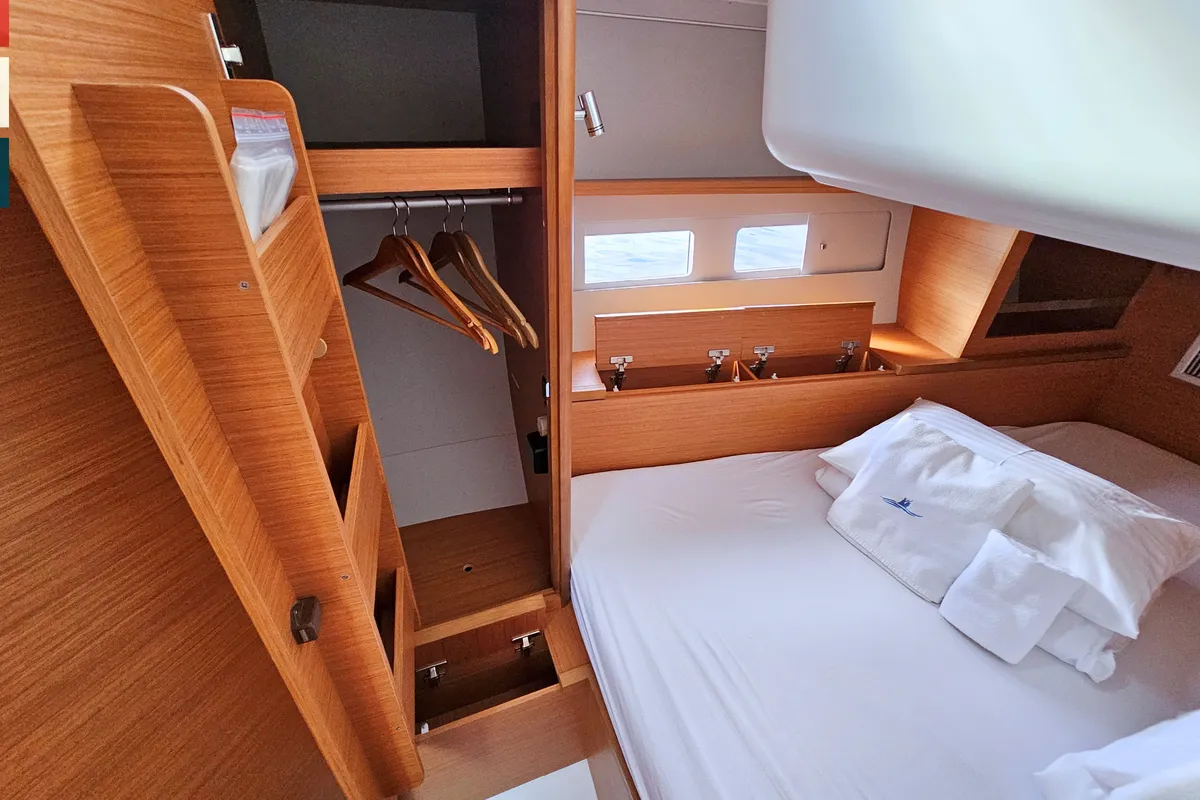 Cabin on Rondo, a Dufour 530 sailboat at Kaštela, Croatia