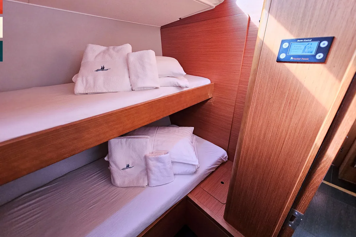 Cabin on Rondo, a Dufour 530 sailboat at Kaštela, Croatia