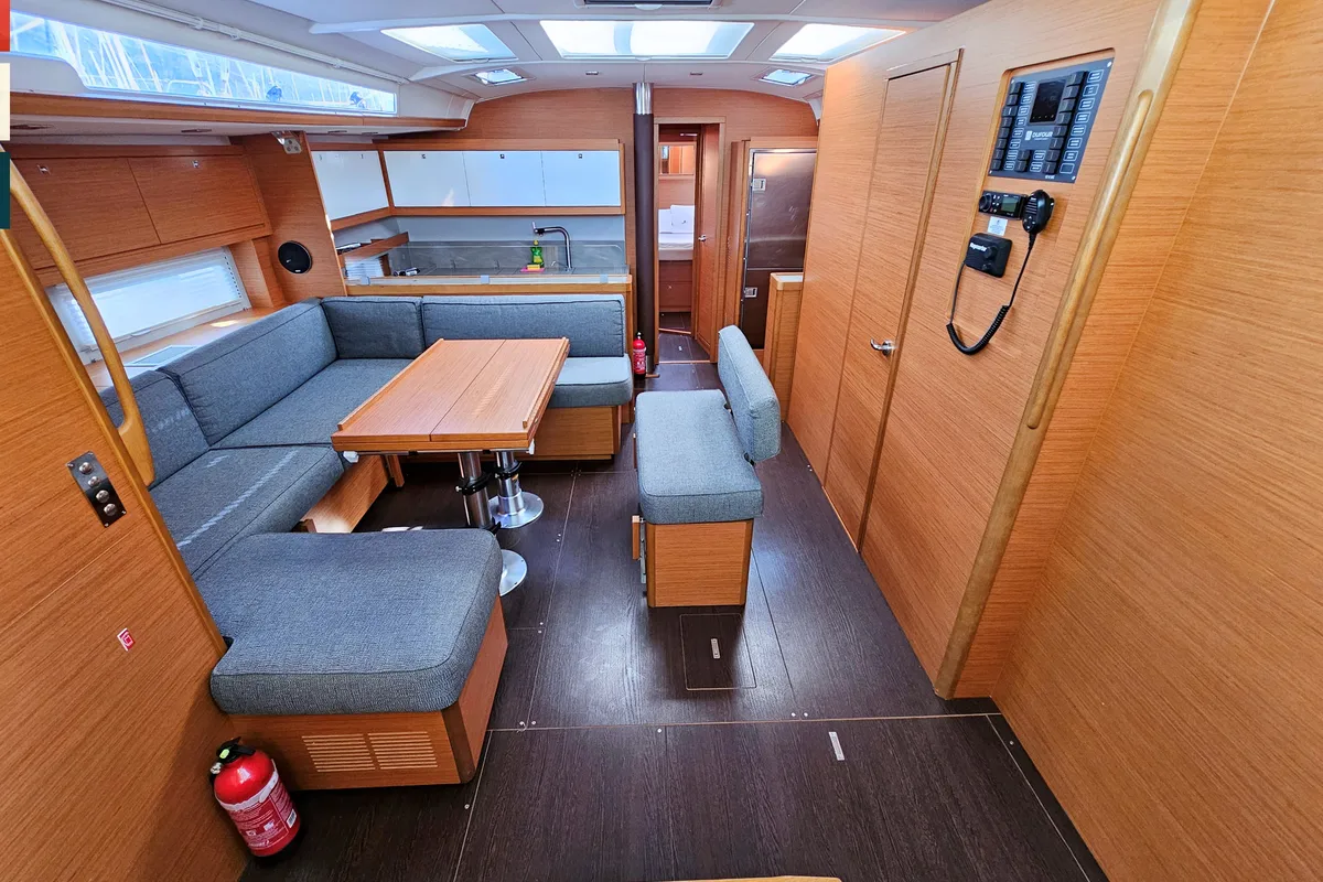 Salon of Rondo, a Dufour 530 sailboat at Kaštela, Croatia