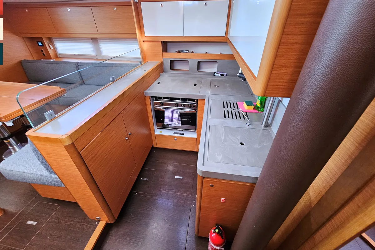 Galley of Rondo, a Dufour 530 sailboat at Kaštela, Croatia