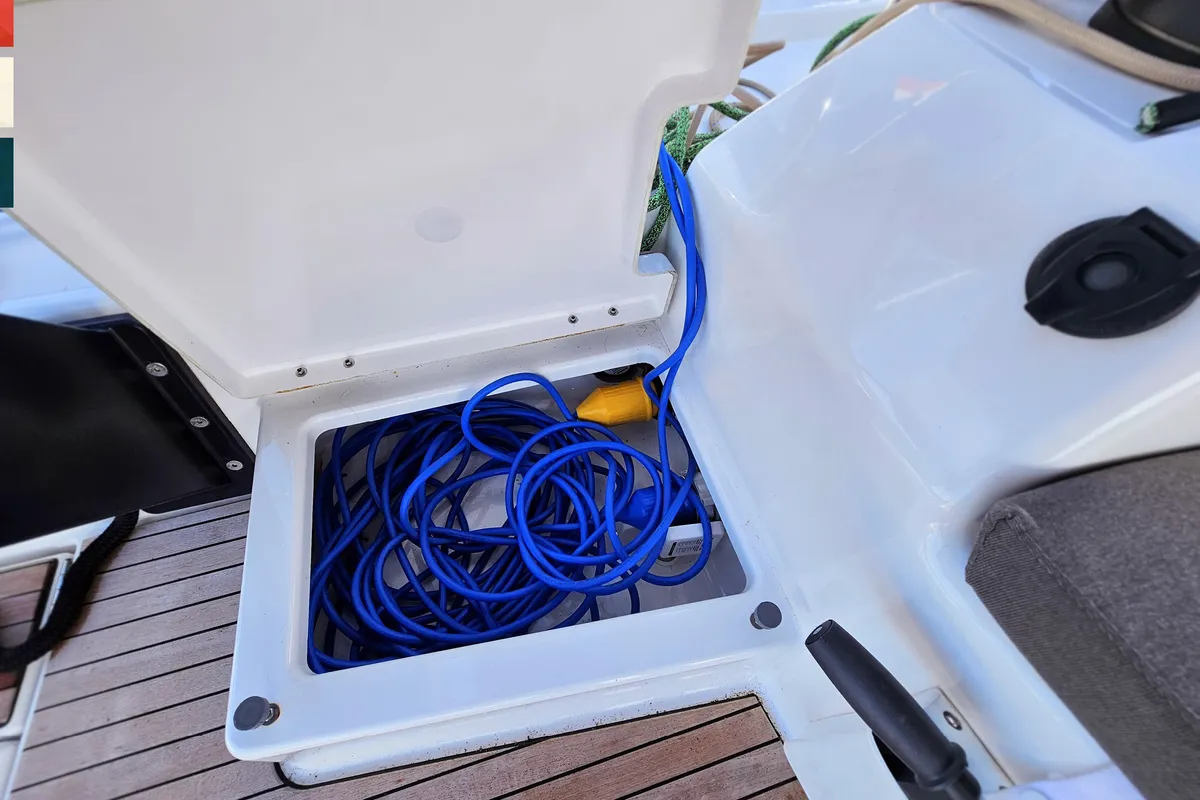 Deck of Rondo, a Dufour 530 sailboat at Kaštela, Croatia
