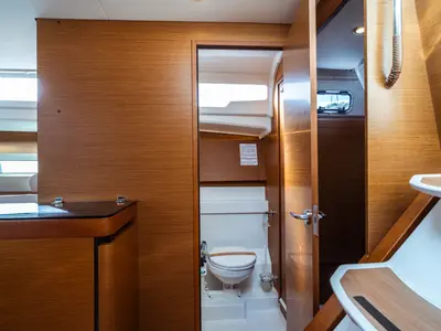 Head on Evita, a Jeanneau Sun Odyssey 490 sailboat at Olbia, Italy