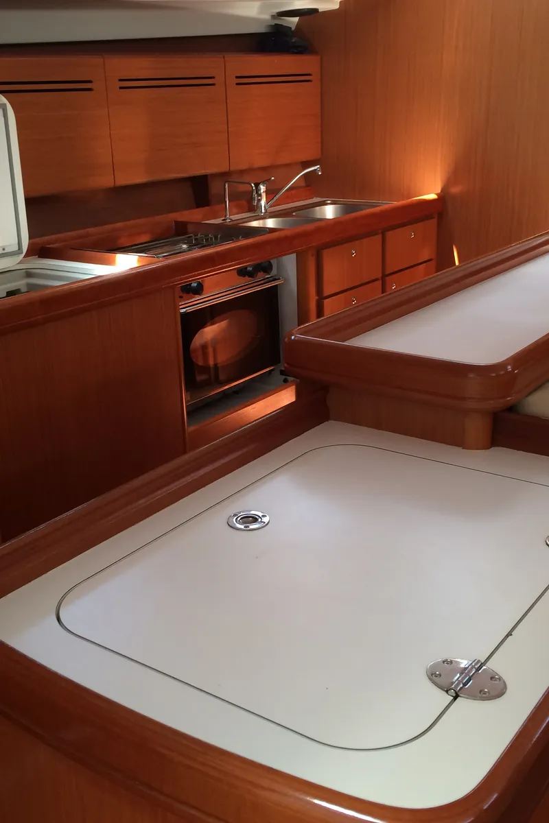 Galley of Elios, a Beneteau Cyclades 50.5 sailboat at Cagliari, Italy