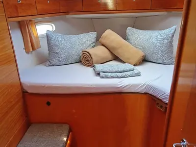 Cabin on Led Zeppelin, a Bavaria 50 Cruiser sailboat at Općina Bilice, Croatia