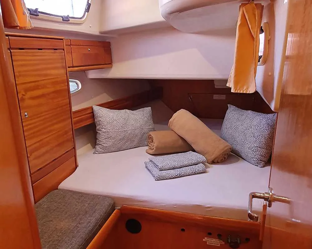 Cabin on Led Zeppelin, a Bavaria 50 Cruiser sailboat at Općina Bilice, Croatia