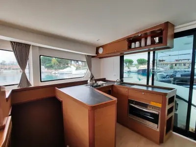 Galley of Senza Se, a Lagoon 42 catamaran at Tonnarella, Italy