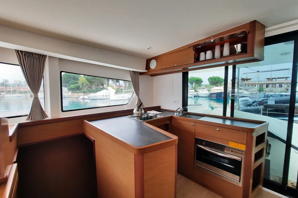 Galley of Senza Se, a Lagoon 42 catamaran at Tonnarella, Italy