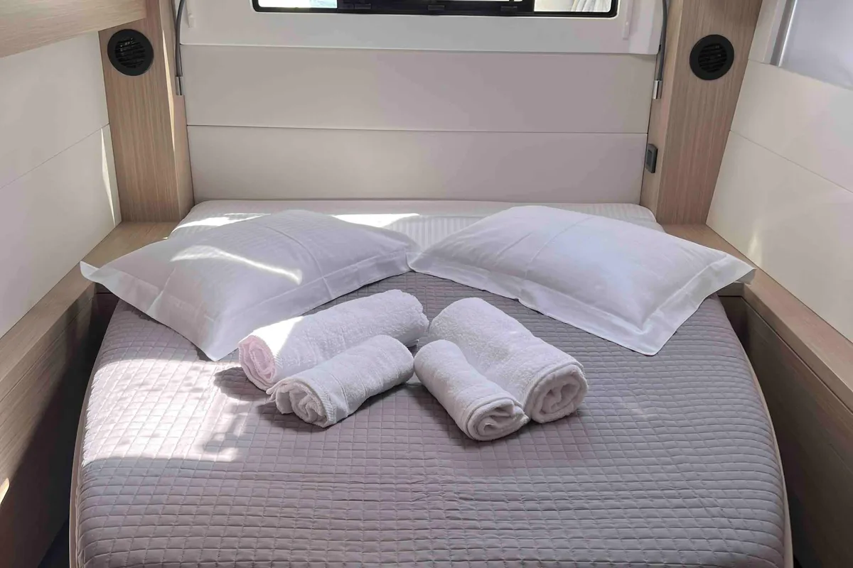Cabin on Pearl, a Lagoon 51 catamaran at Athens, Greece