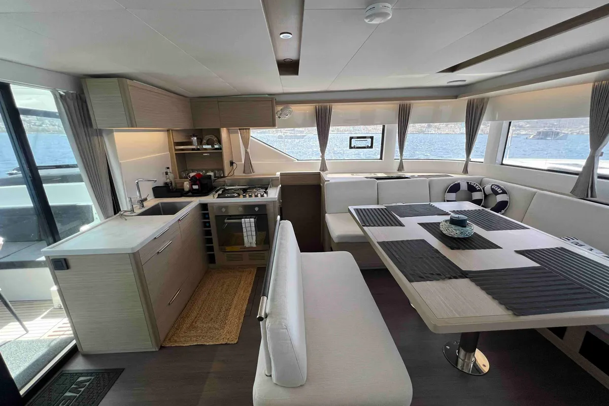 Galley of Pearl, a Lagoon 51 catamaran at Athens, Greece
