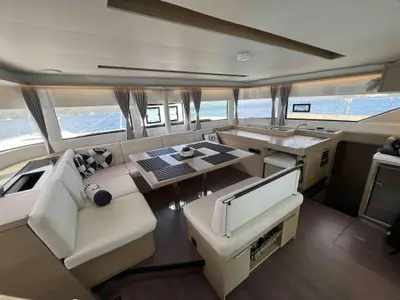 Salon of Pearl, a Lagoon 51 catamaran at Athens, Greece