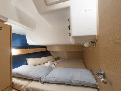 Cabin on Amigo, a Dufour 460 Grand Large sailboat at Parikia, Greece