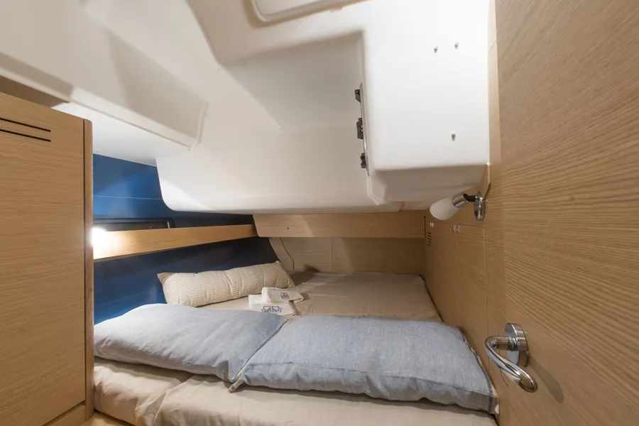 Cabin on Amigo, a Dufour 460 Grand Large sailboat at Parikia, Greece