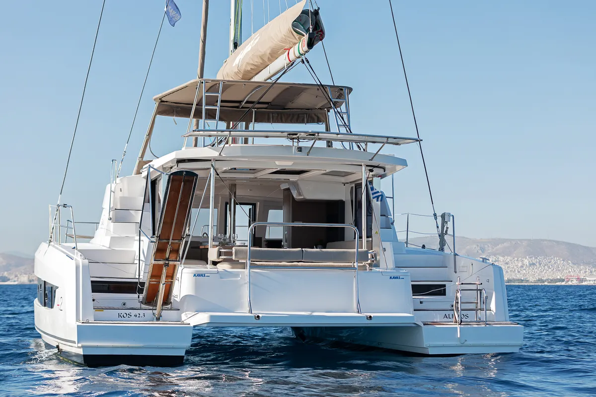 Exterior view of Bali 4.2, a catamaran at Kos, Greece