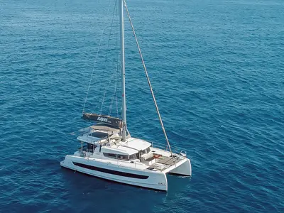 Exterior view of Bali 4.2, a catamaran at Kos, Greece