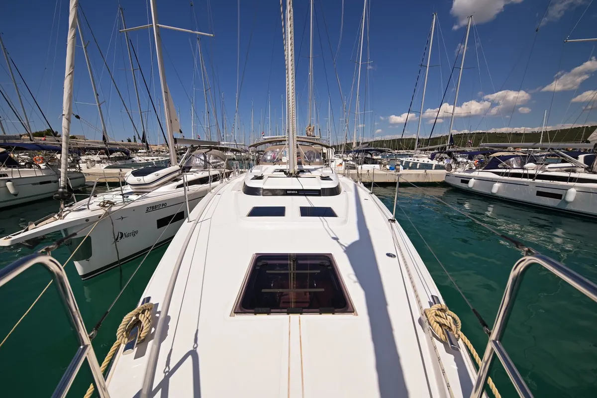 Deck of Big Blue, a Bavaria C50 sailboat at Općina Sukošan, Croatia