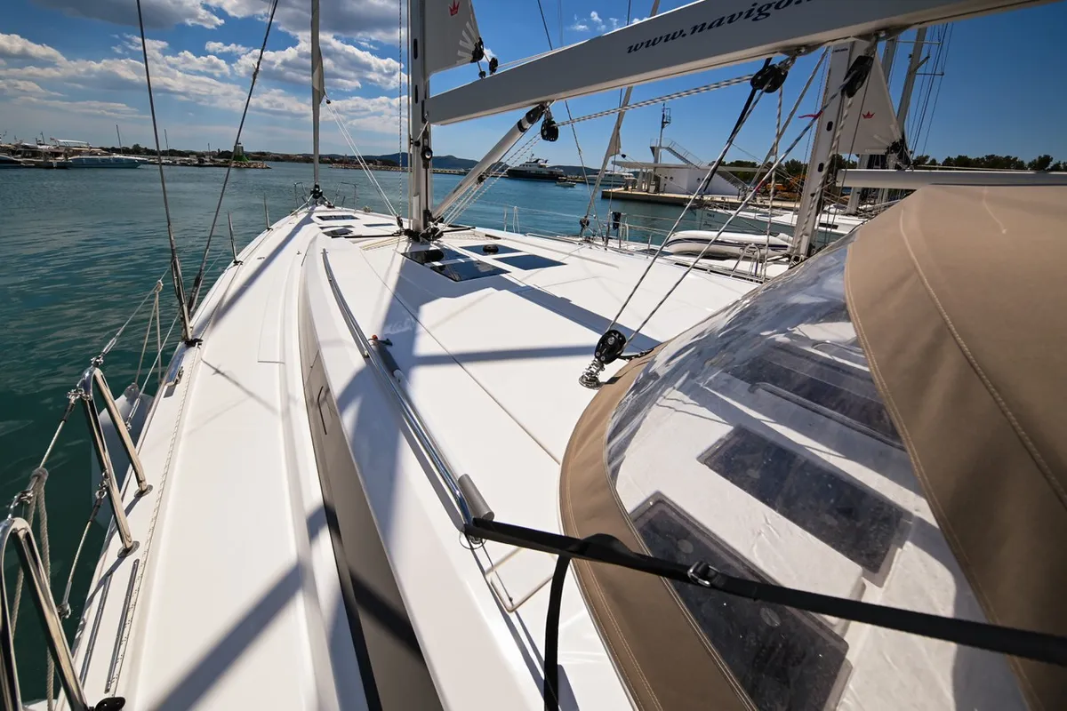 Deck of Big Blue, a Bavaria C50 sailboat at Općina Sukošan, Croatia