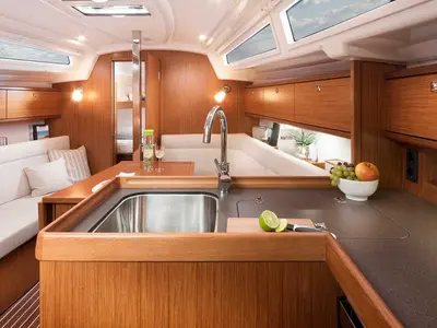 Galley of Joker, a Bavaria 34 Cruiser sailboat at Izola / Isola, Slovenia