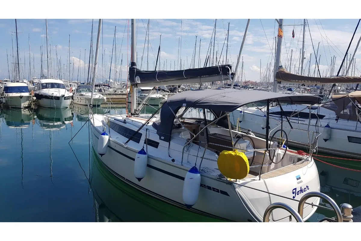 Exterior view of Joker, a Bavaria 34 Cruiser sailboat at Izola / Isola, Slovenia
