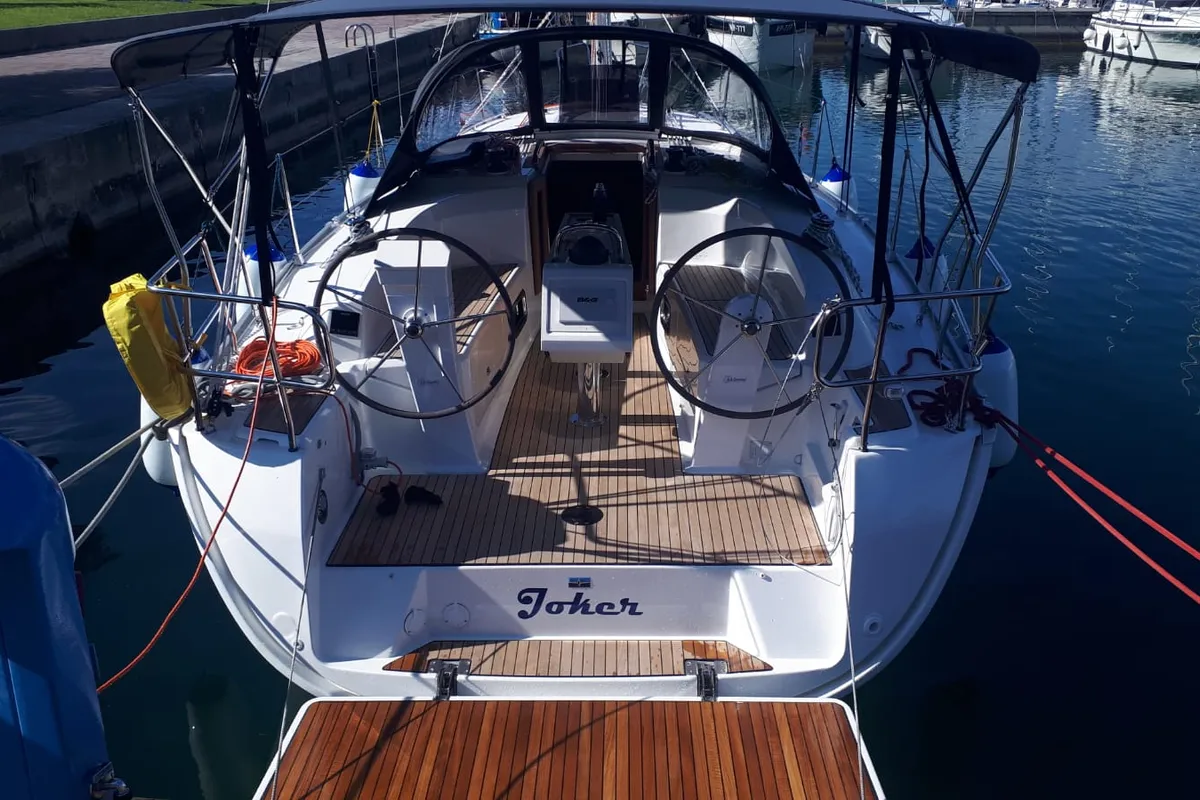 Cockpit of Joker, a Bavaria 34 Cruiser sailboat at Izola / Isola, Slovenia