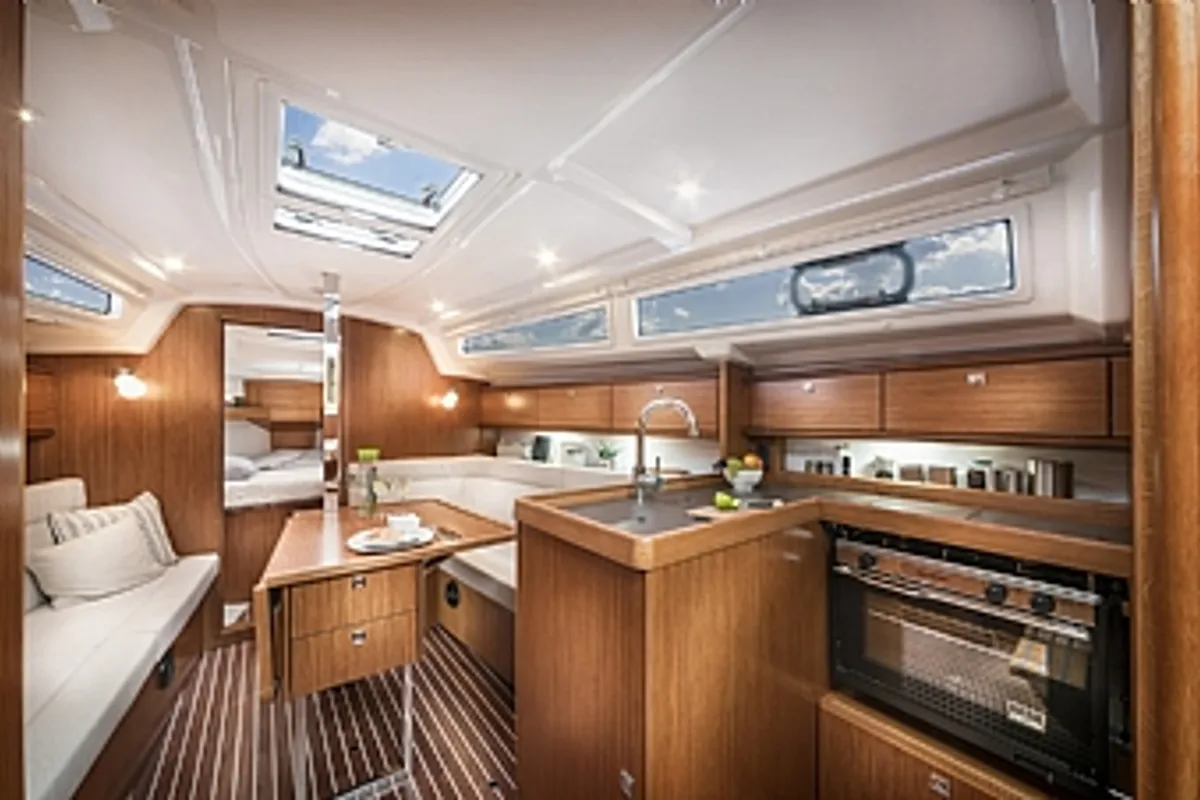 Salon of Joker, a Bavaria 34 Cruiser sailboat at Izola / Isola, Slovenia