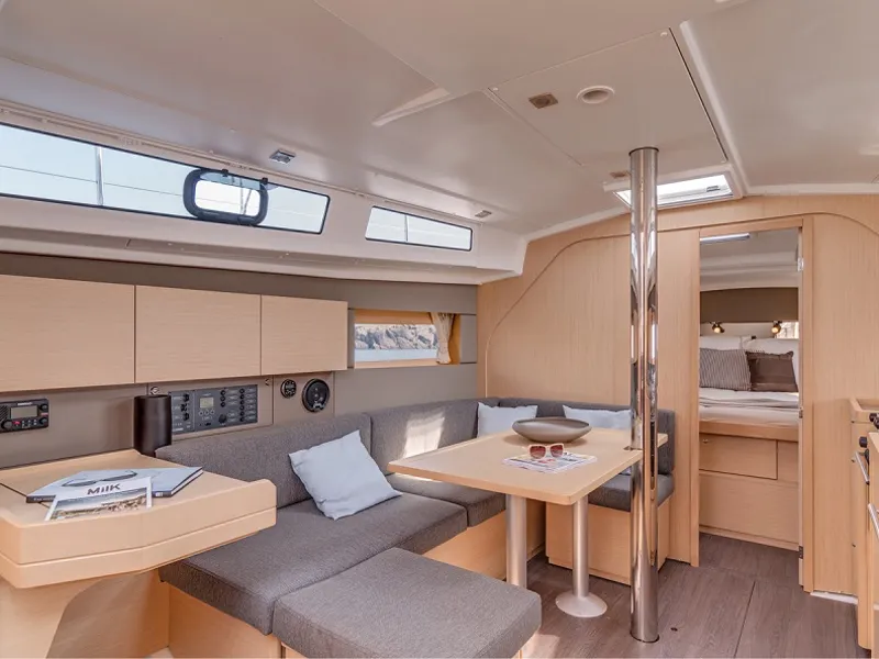 Salon of Oceanis 38 Classic, a Beneteau Oceanis 38 sailboat at Cannigione, Italy